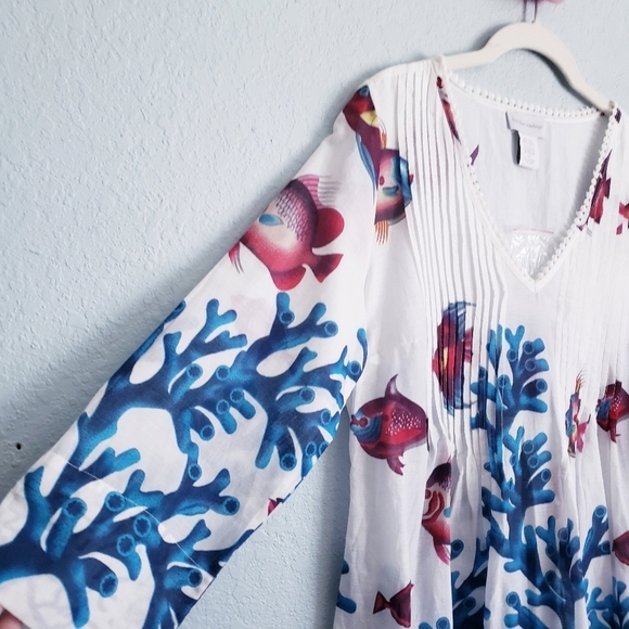 Soft Surroundings Coral Reef Fish Seychelles Tunic - Picture 4 of 8